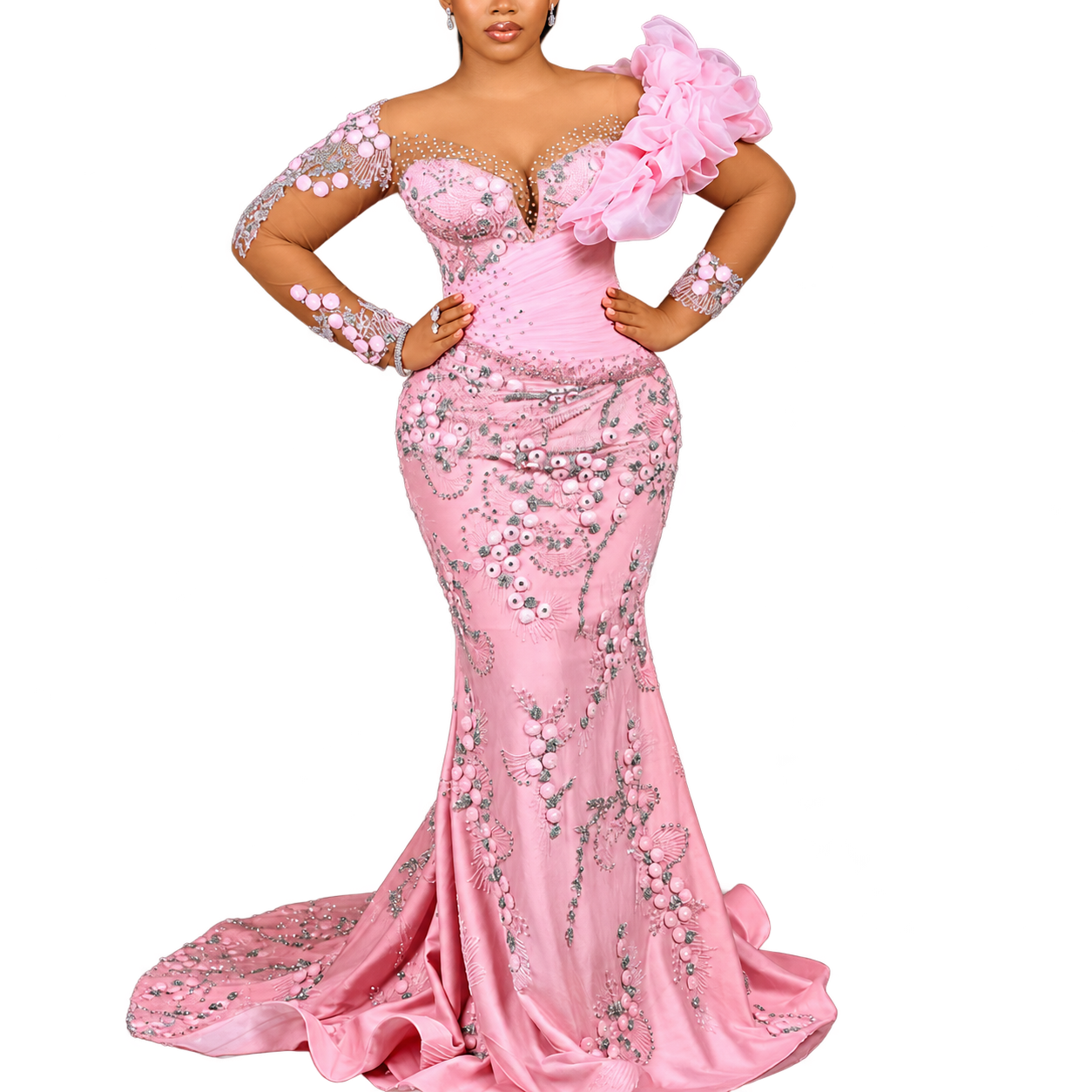 Rose Embellished Occasion Gown